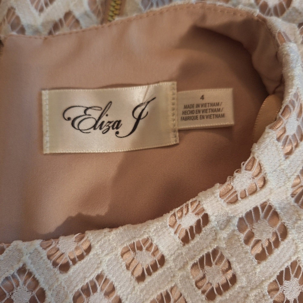Eliza J Fit And Flare Pleated Lace Dress Sz 4 *J - Picture 9 of 10